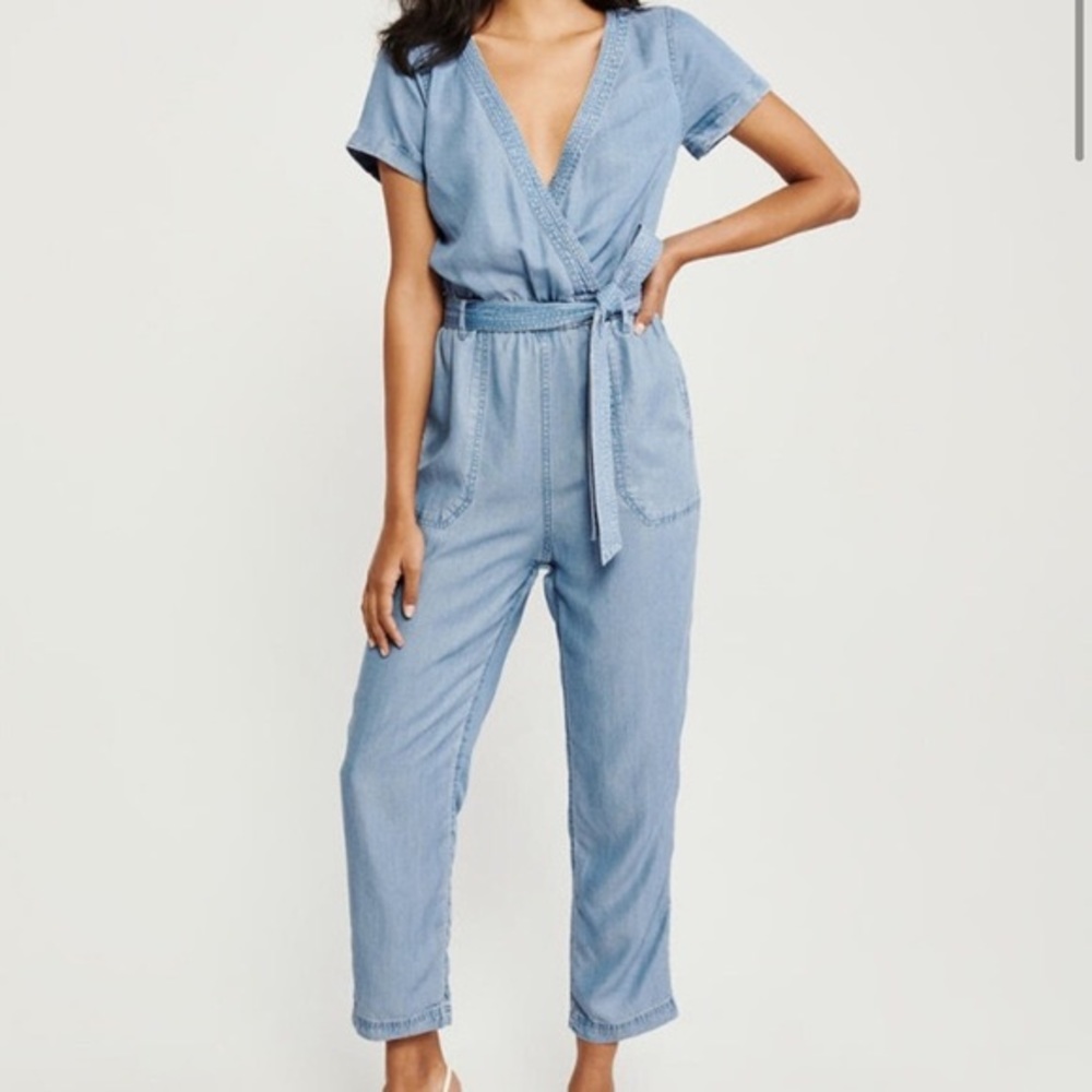 Abercrombie & Fitch Light Blue Denim Jumpsuit